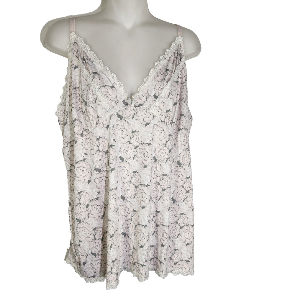 Nanette Lepore Womens Top 1X Babydoll Y2K Floral Lace Fairy Coquette Cami Dainty